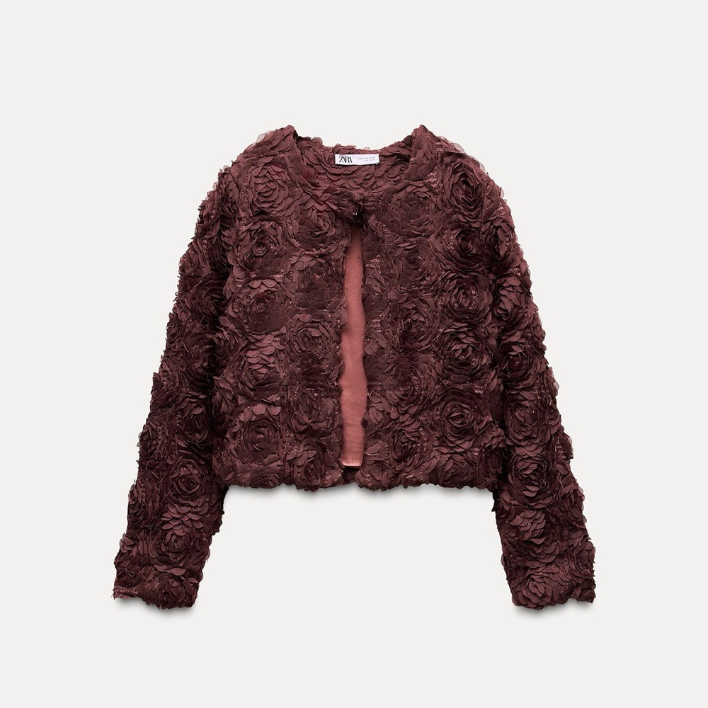 Structured floral cropped jacket